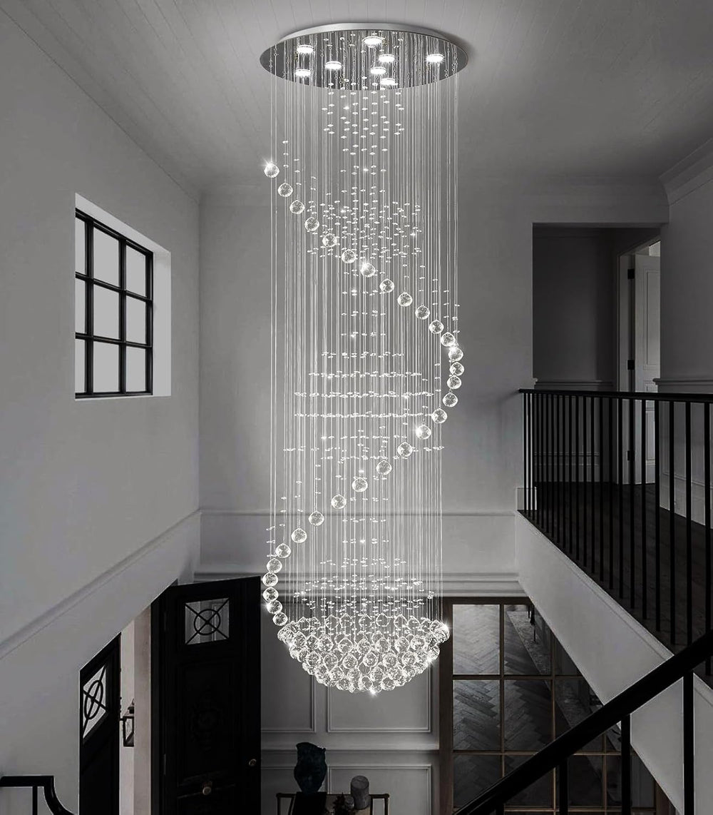 D24'' x H78'' Crystal Chandelier Glam Chandelier High Ceiling...