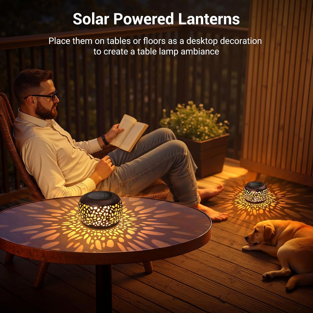 Solar Lanterns Outdoor Waterproof, 4 Pack Flower Petal Solar Garden Lights wi...