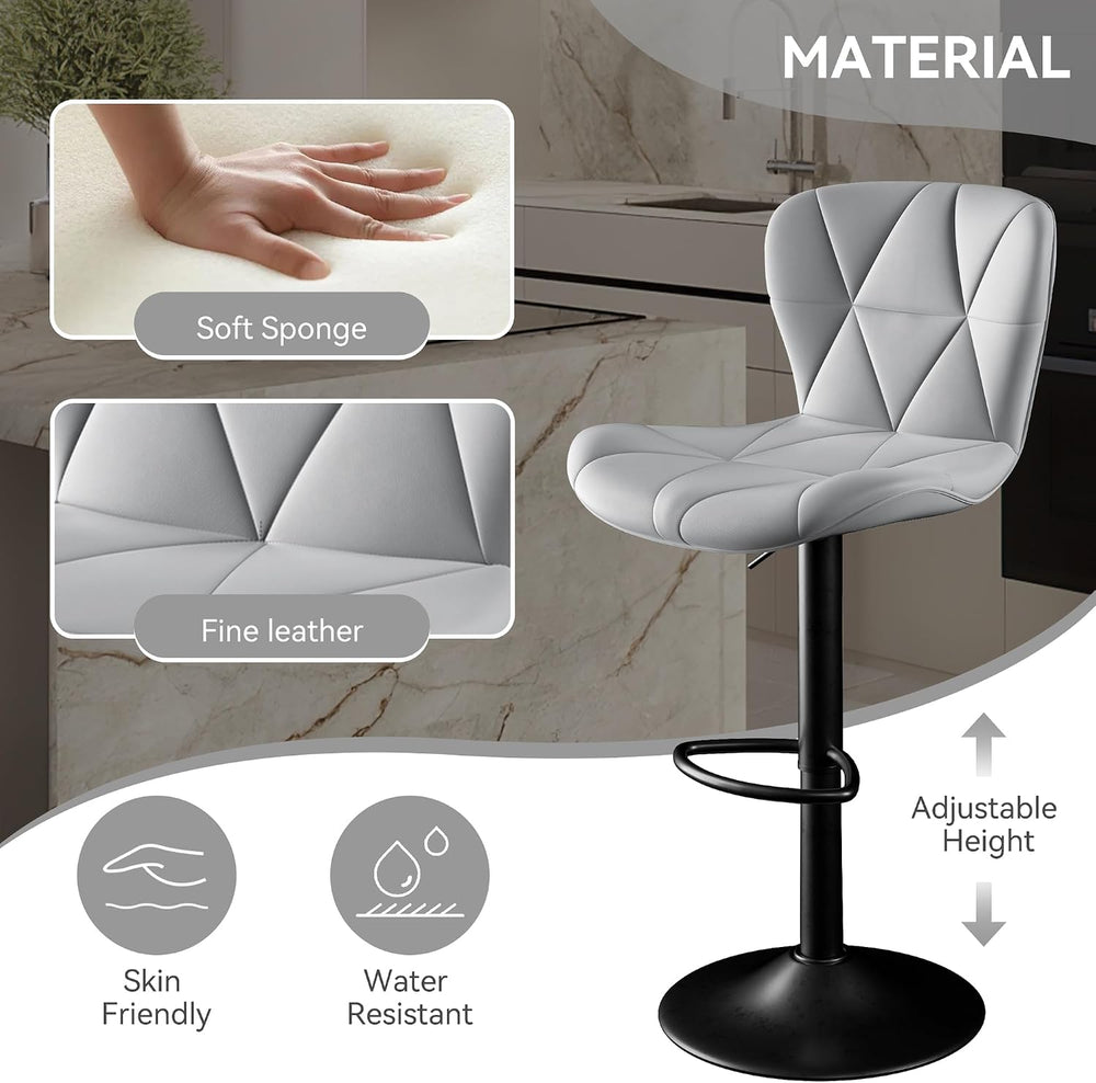 Bar Stools Set of 2,Faux Leather Bar Chairs,Upholstered Counter Height with H...