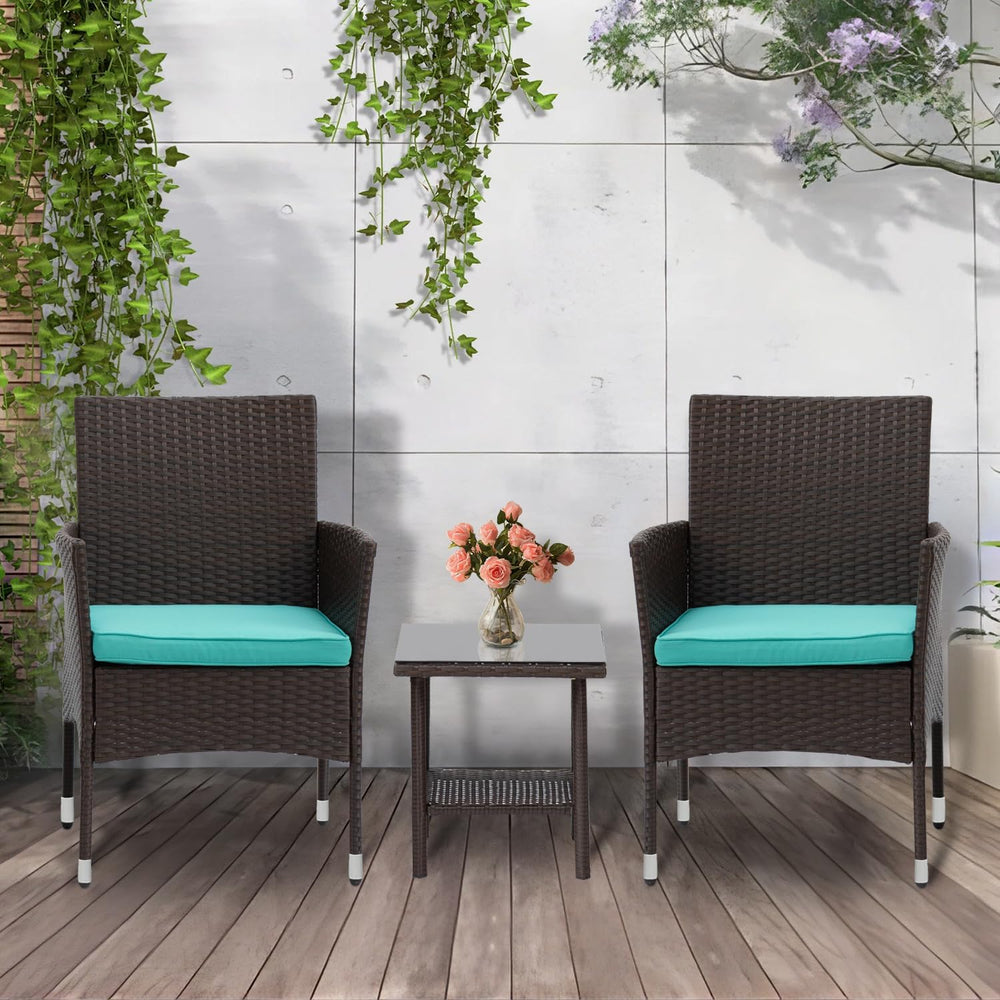 PayLessHere Set of 3 Outdoor Furniture Set Patio Furniture Set Brown Conversa...