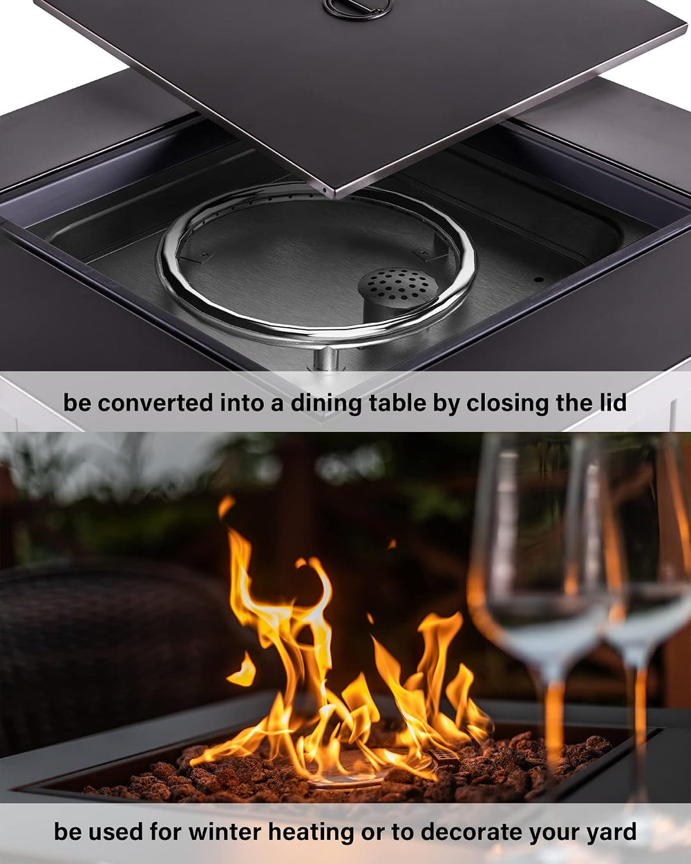 LEGACY HEATING 28in Gas Fire Pit Table, Outdoor Firepit