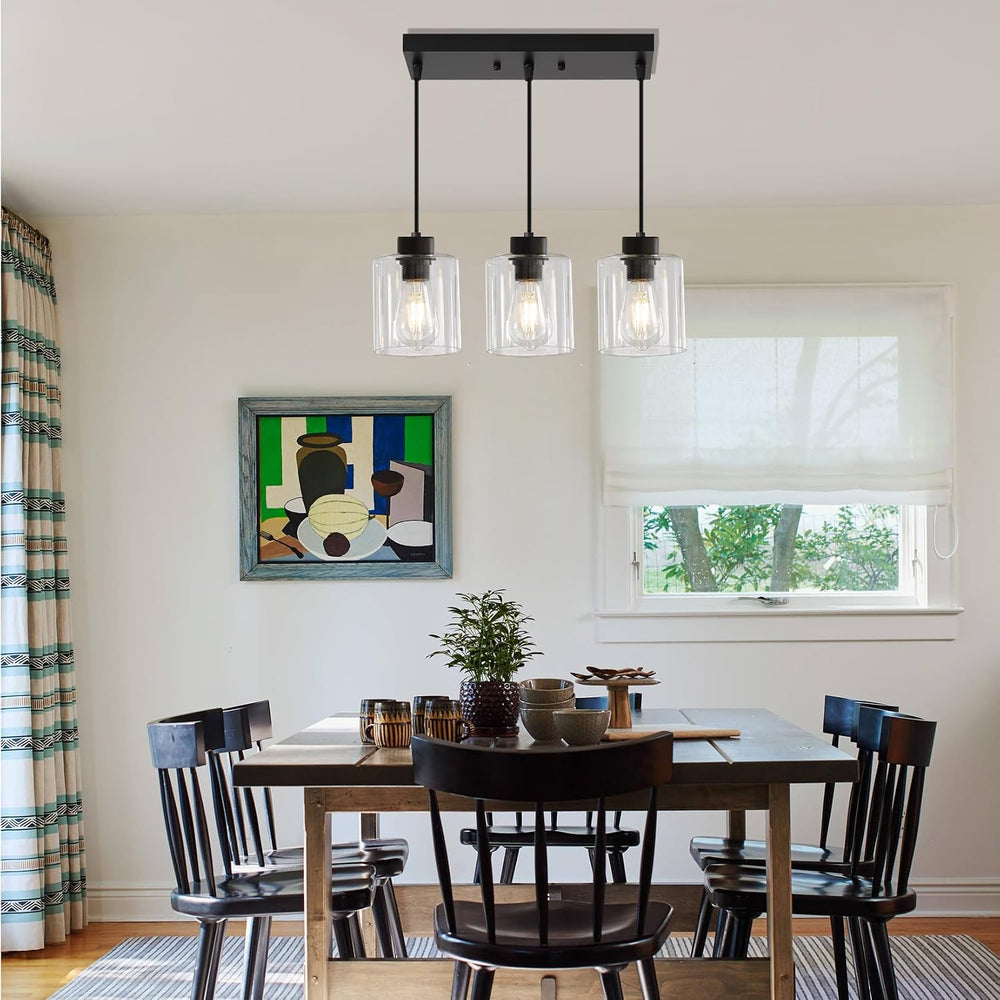 3-Light Black Pendant Light Kitchen Island Dinning Room
