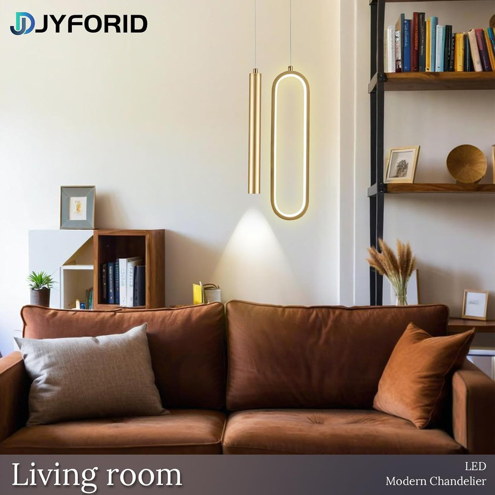 Gold Modern Mini LED Pendant Light with Remote Control, 24W 3-Color Temp Step...