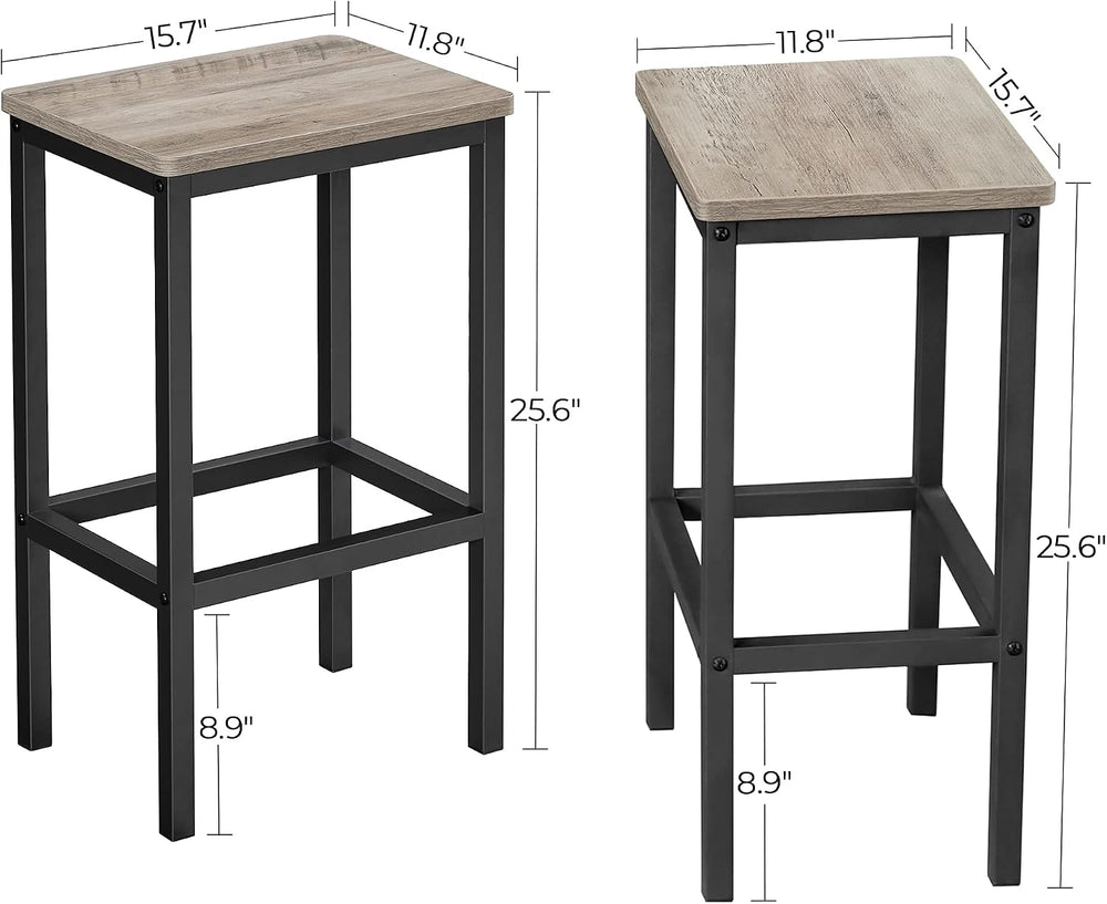 VASAGLE Bar Stools Set of 2, Backless, 25.6 Inches