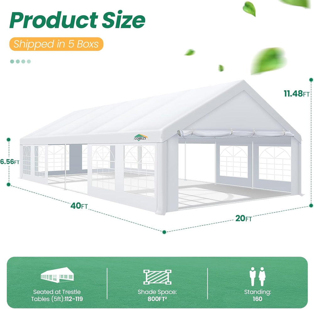 COBIZI 20x40 Party Tent Heavy Duty, Large Outdoor Event Shelter Tents for Par...