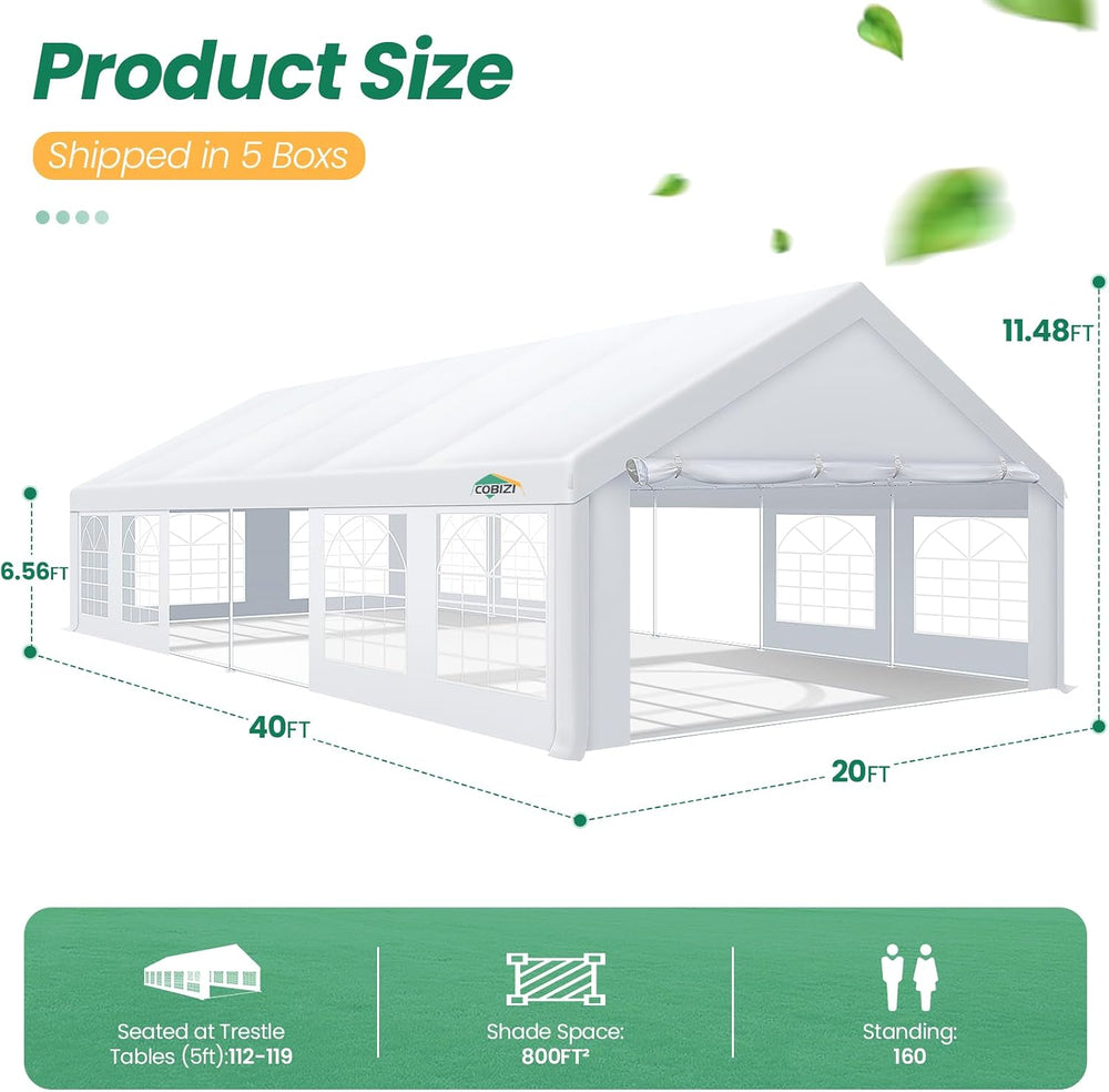 COBIZI 20x40 Party Tent Heavy Duty, Large Outdoor Event Shelter Tents for Par...