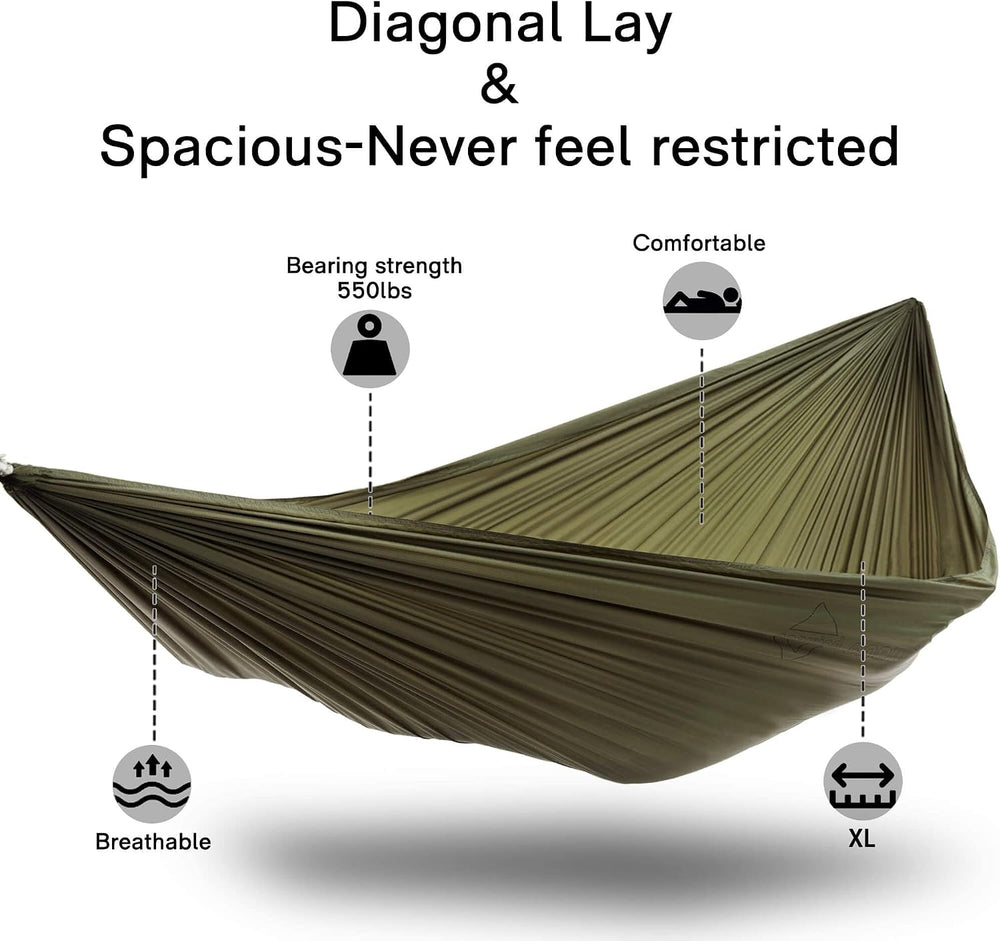 onewind 11ft Camping Double Hammock with Mosquito Net, Ridgeline and Straps