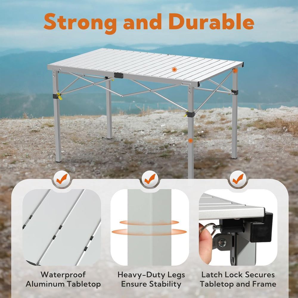 Join Nature 46.4" Large Camping Table for 2-6 People, Heavy Duty Foldable