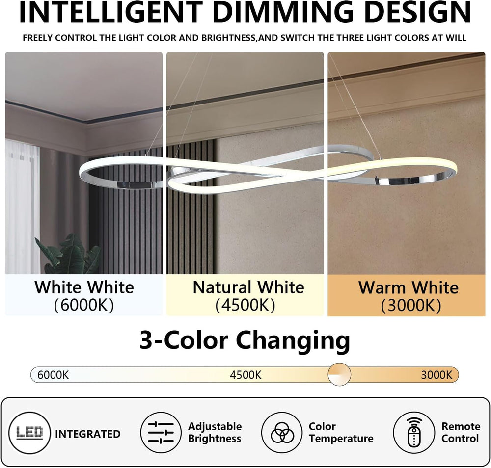 59.06in Led Chandelier Large Modern Led Pendant Light Fixture Dimmable with R...