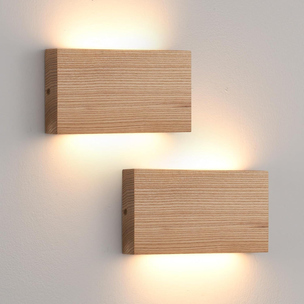 Wood Wall Sconce Indoor Wall Lights Hardwired 2 Pack Up and Down Wall Mount L...