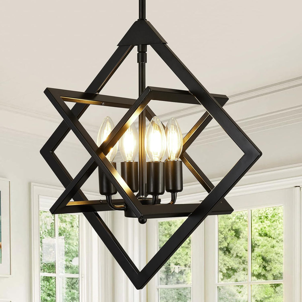 18" modern black chandelier for dining room, no, main product view