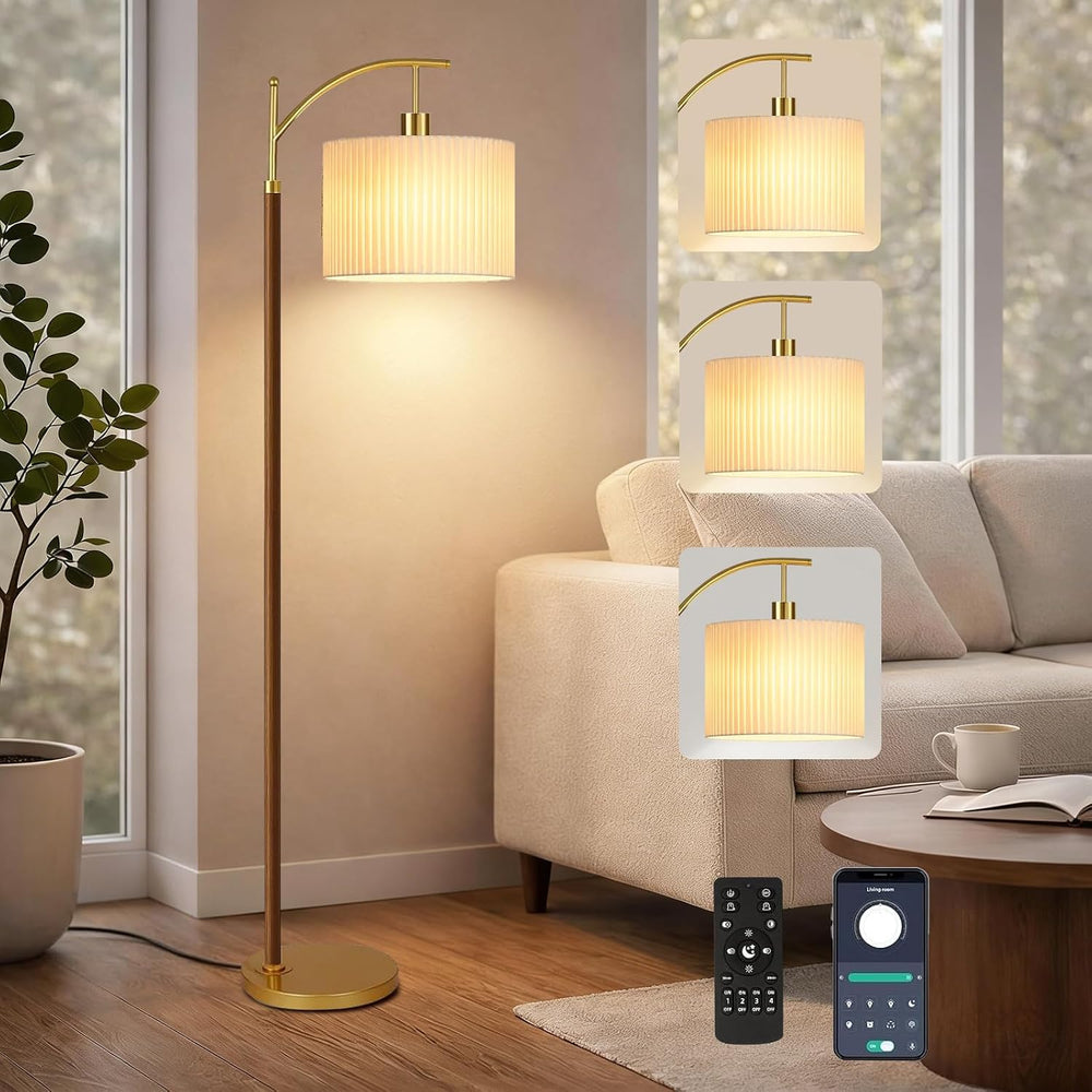 Arc Gold Boho Floor Lamp for Living Room Bedroom,Farmhouse Dimmable Floor Lam...