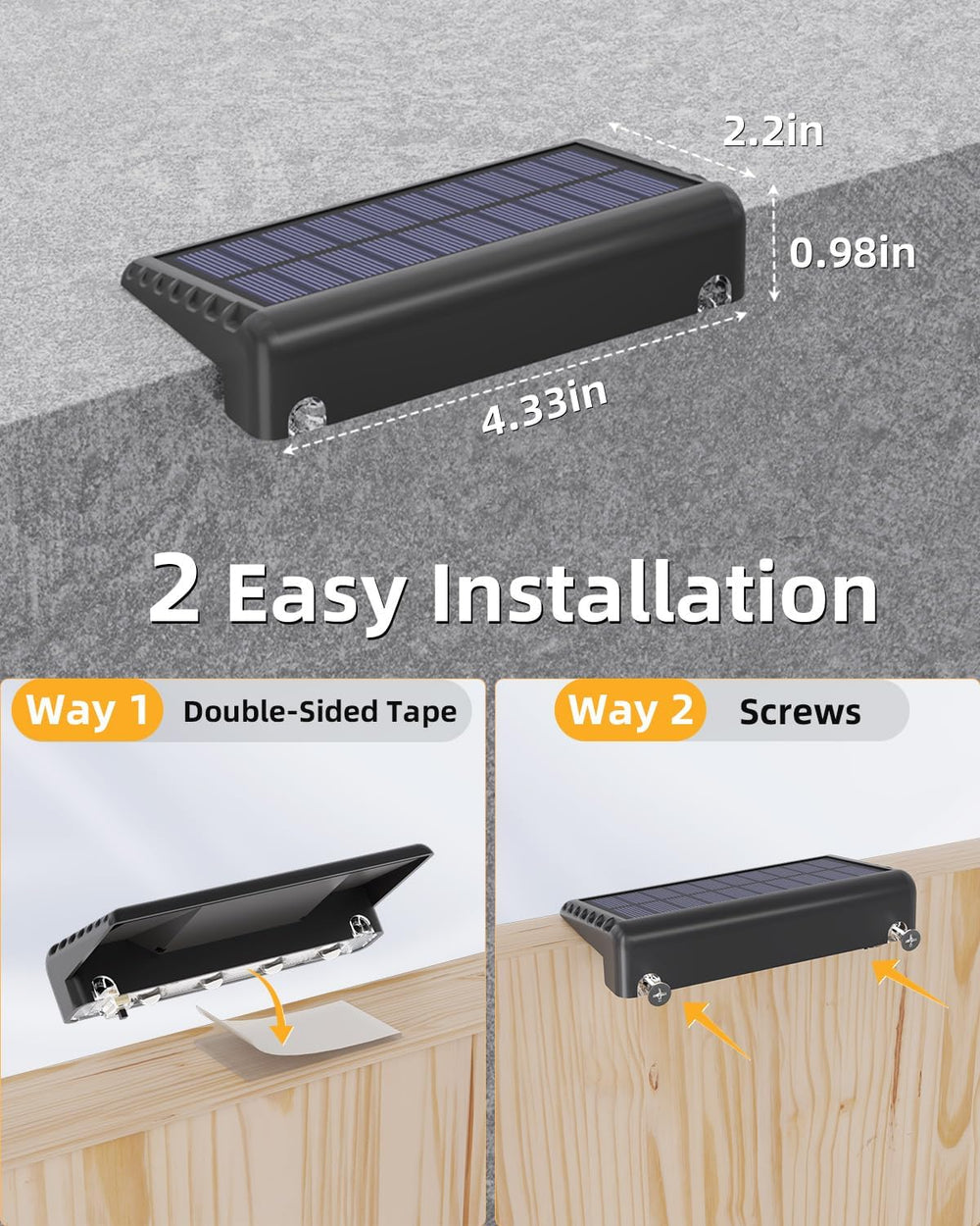 VOLISUN Solar Deck Lights Outdoor 20Pack, Warm White Solar Stair Lights