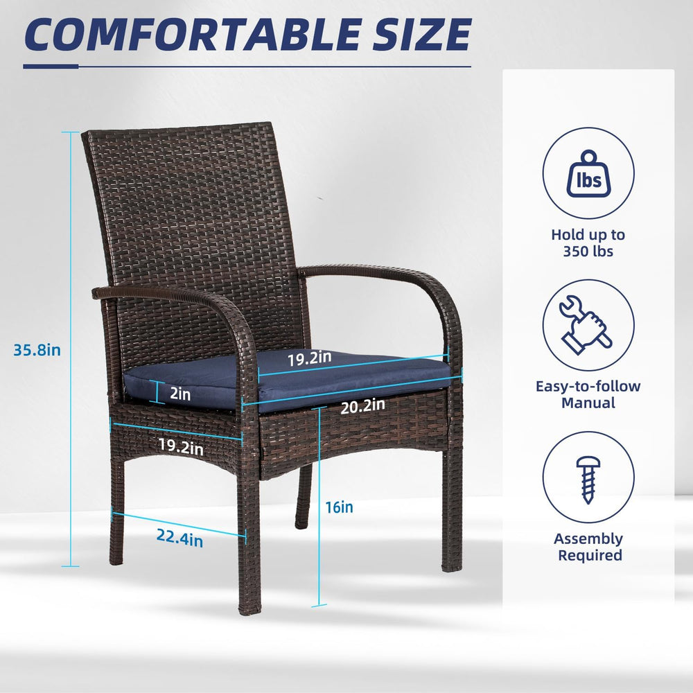Wicker Patio Dining Chairs Set of 4 - All Weather Outdoor Wicker Chairs with ...