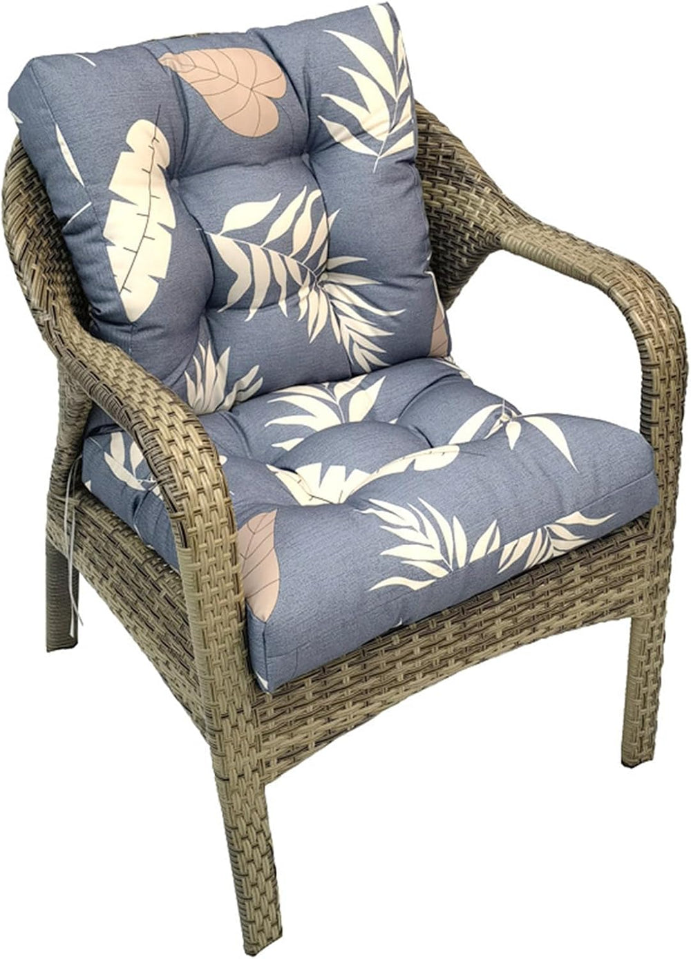 Outdoor Chair Cushions Waterproof,Vintage Floral Tufted Wicker Chair Seat Cus...