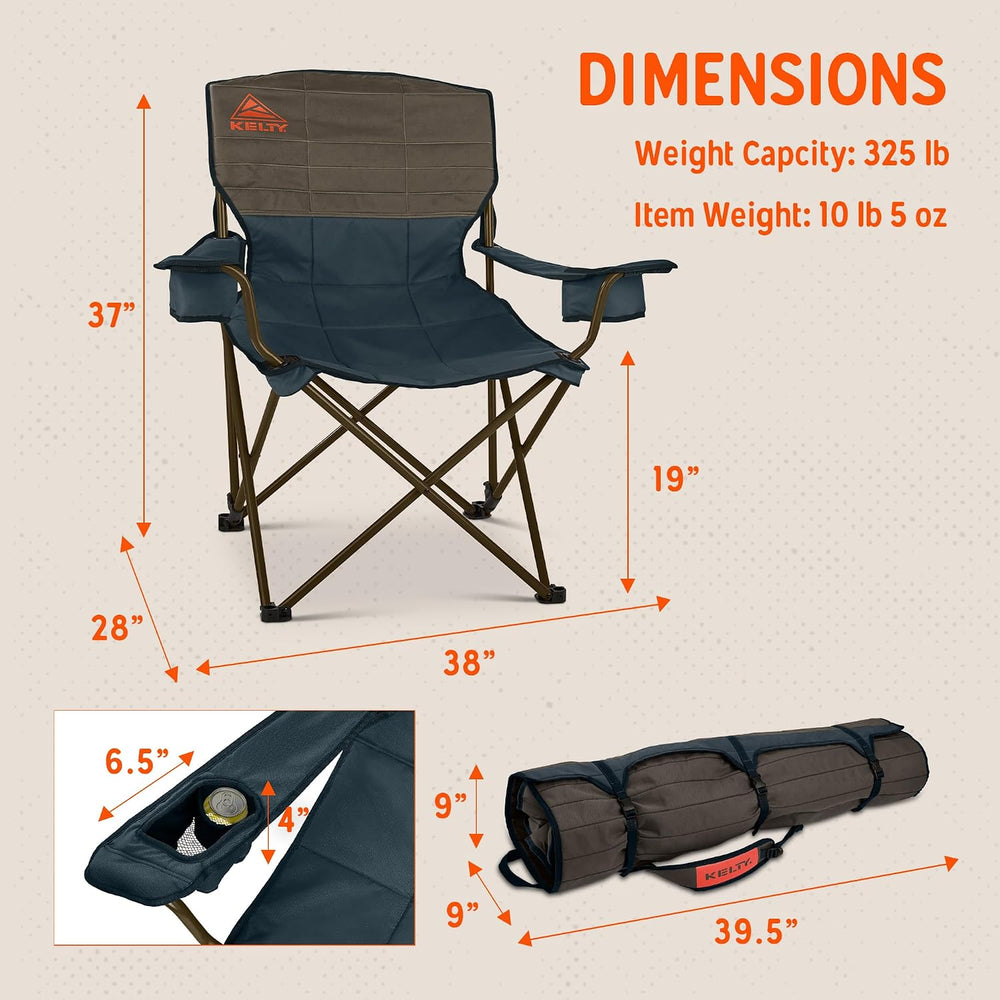 Kelty Deluxe Lounge Chair – Folding Outdoor Camp Chair, Insulated Cupholders,...