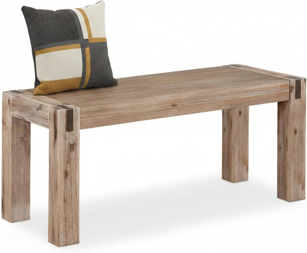 Alaterre Furniture Woodstock 40-Inch Entryway Bench with Bronze Metal Inset
