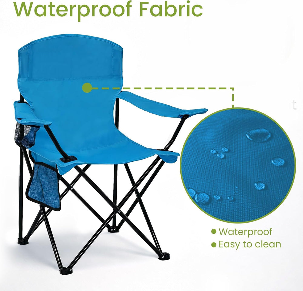 Camping Chair 2 Pack Portable Folding Chair, Supports 300lbs, Light Blue