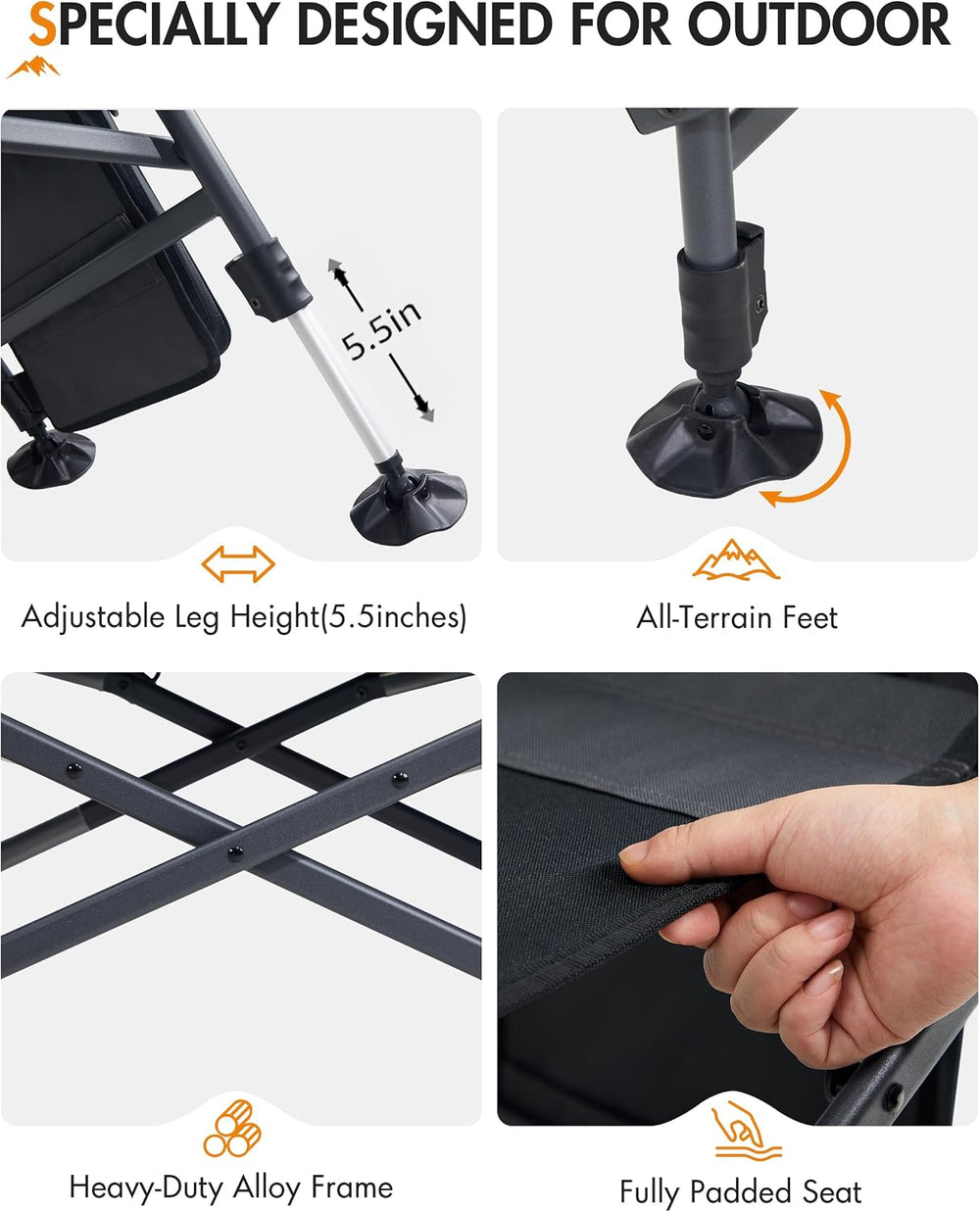 Portal Fishing Chair with Rod Holder,Folding Camping Chair