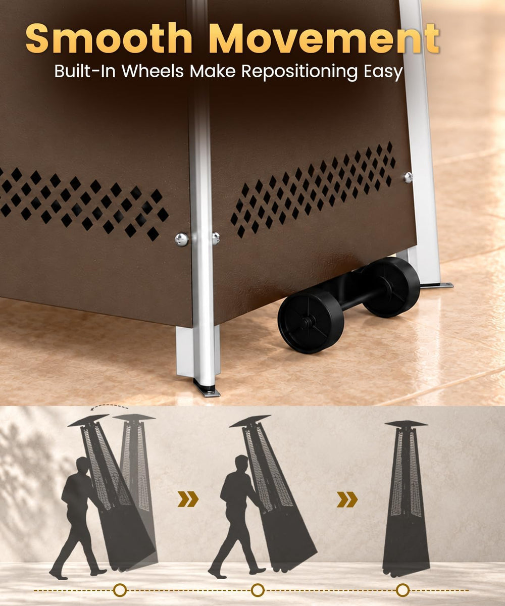FOOWIN Patio Heater 48,000 BTU Outdoor Propane Heater with Wheels