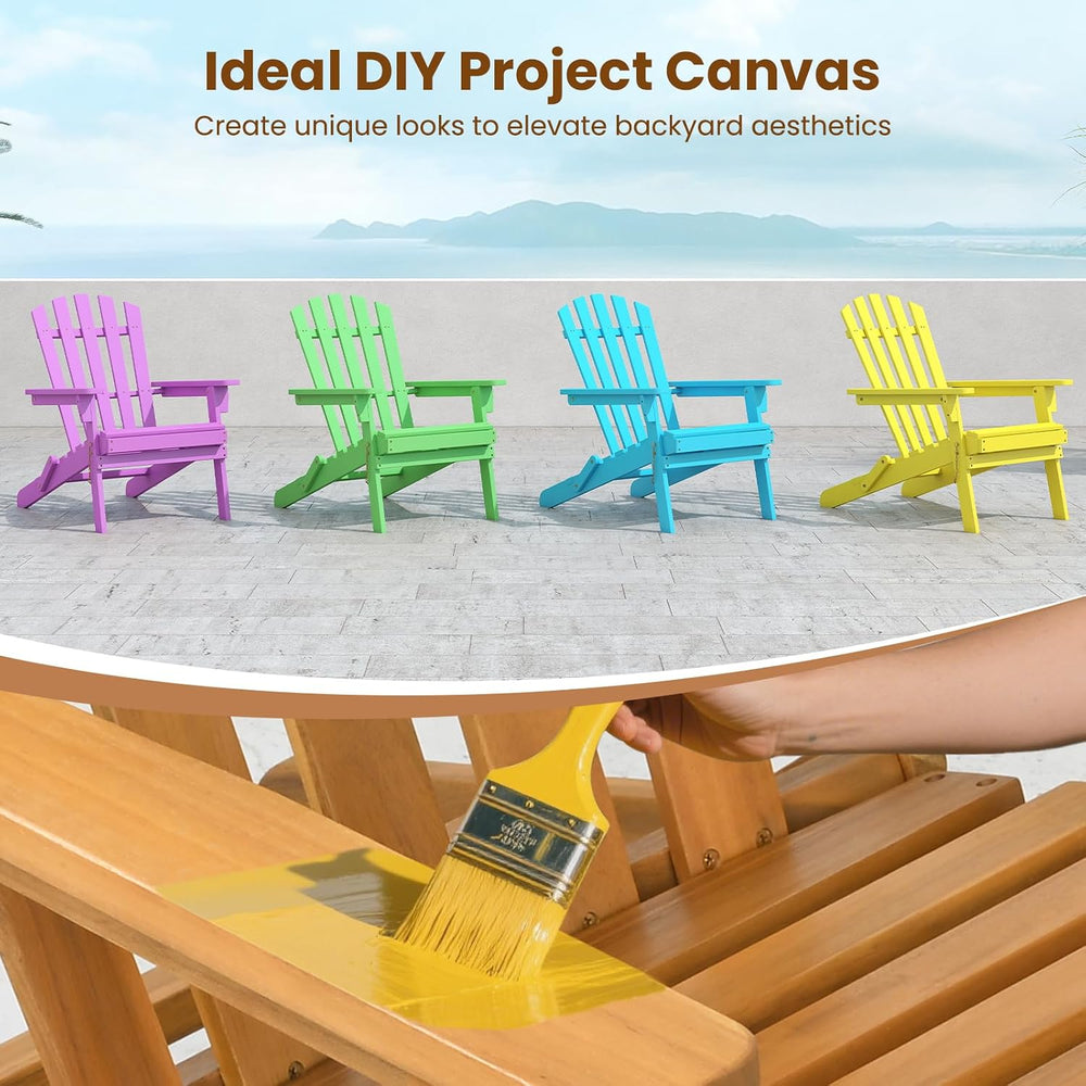 Tangkula Folding Acacia Wood Adirondack Chair, 400 LBS, 1 Pack