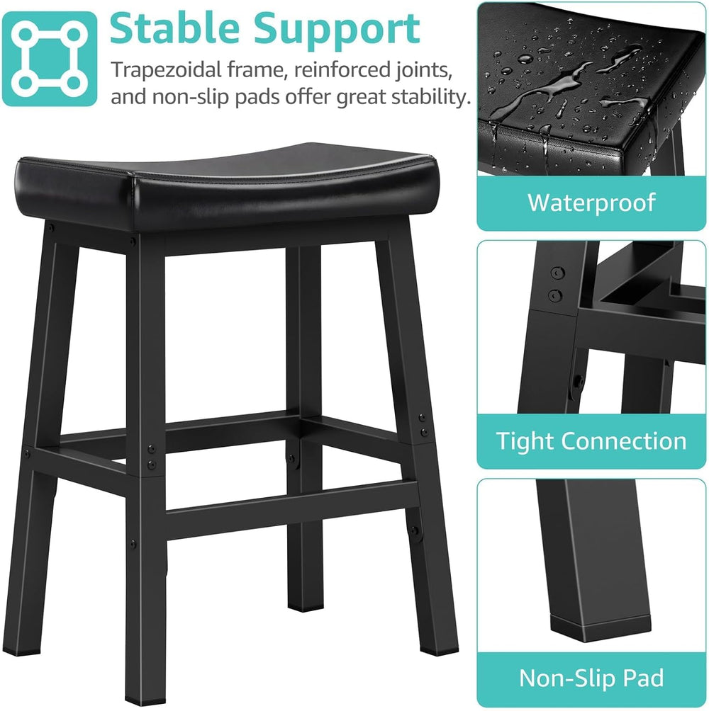 WINAZ Modern Backless Bar Stools Set of 2, 24 Inch Counter Height Stools with...