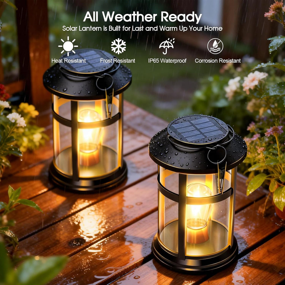 GARPAR Solar Lanterns Outdoor Waterproof with Wall Mount Kit, Upgraded Bright...