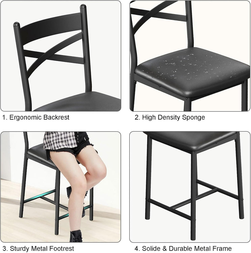 Garvee 26'' Bar Stools Set of 4, Counter Stools with Back & Thick...