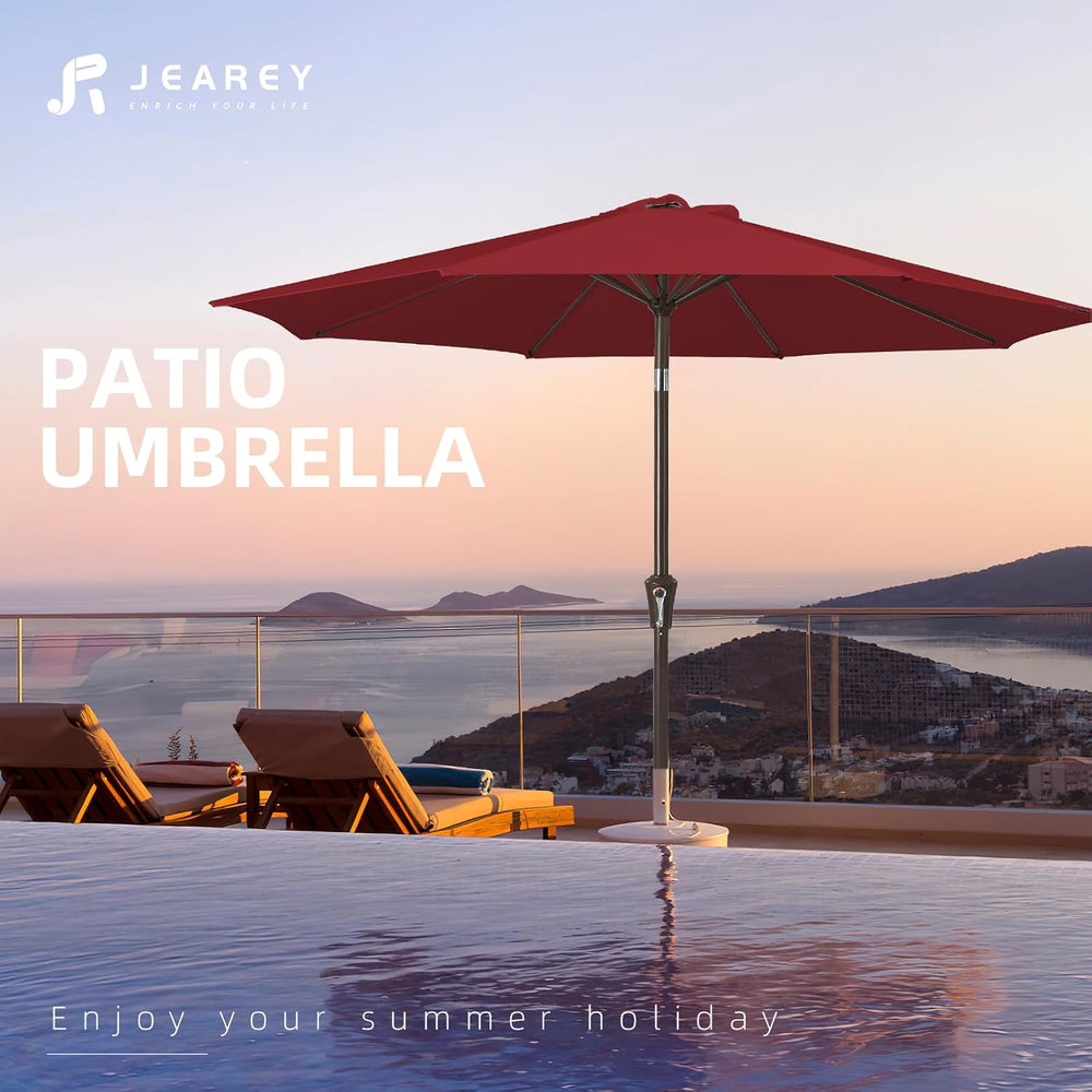 JEAREY 10 ft Outdoor Patio Umbrella w/Tilt and Crank, Light Red