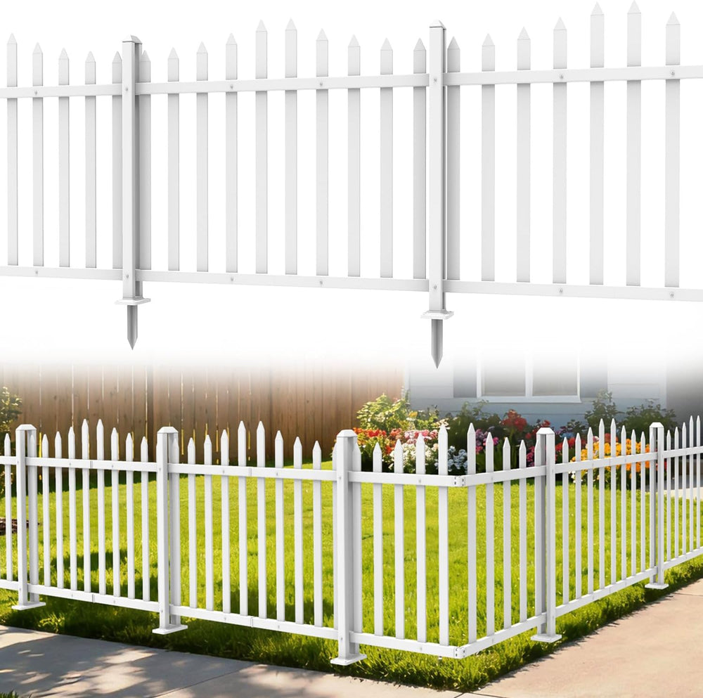 1 Set Vinyl Picket Fence Panels White 84''Wx36''H PVC Decorat...