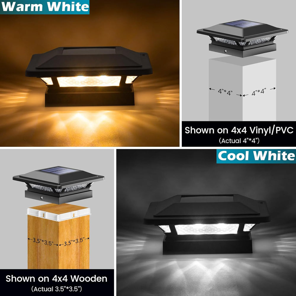 SIEDiNLAR 4x4 Solar Post Cap Lights Outdoor 16 LEDs 2 Modes, 6 Pack, Black