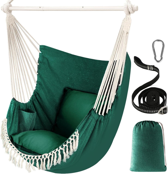 Chihee Hammock Chair Max 500 Lbs 2 Cushions Spreader Bar Strap Carabiner