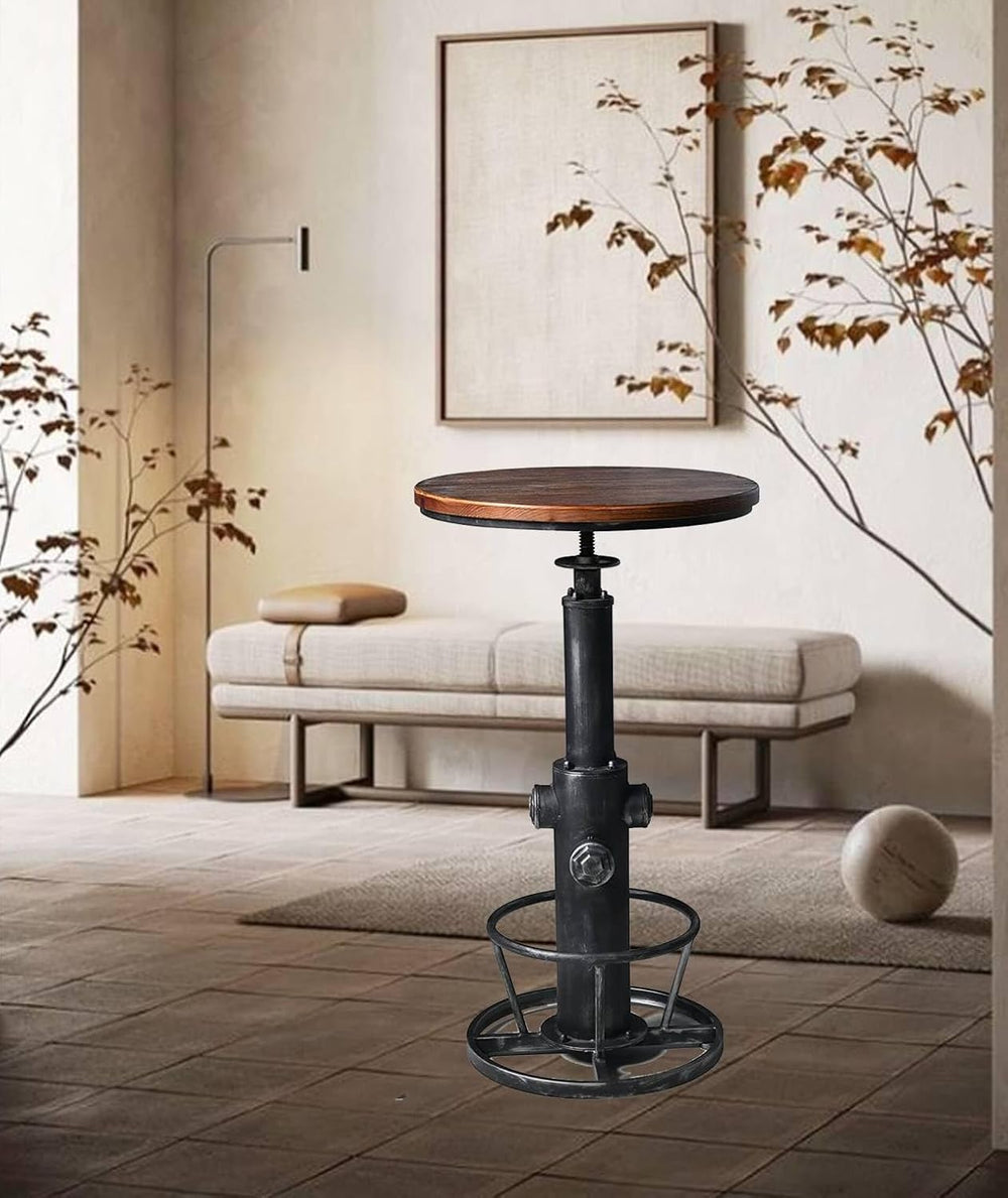 LOKKHAN Industrial Bar Table 38.6"-48.4" Height Adjustable Swivel R...