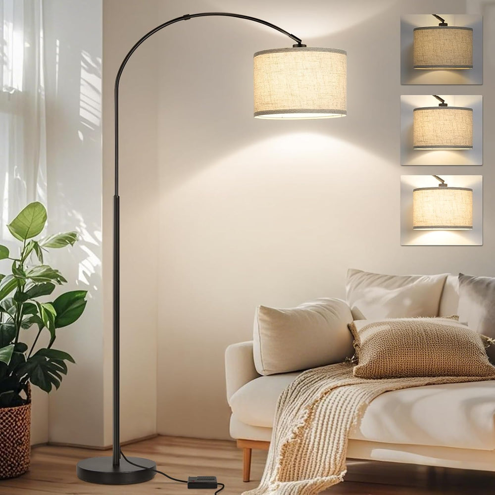 Dimmable Floor Lamp, Arc Floor Lamp with Dimmer, Black Standing Lamp with Adj...