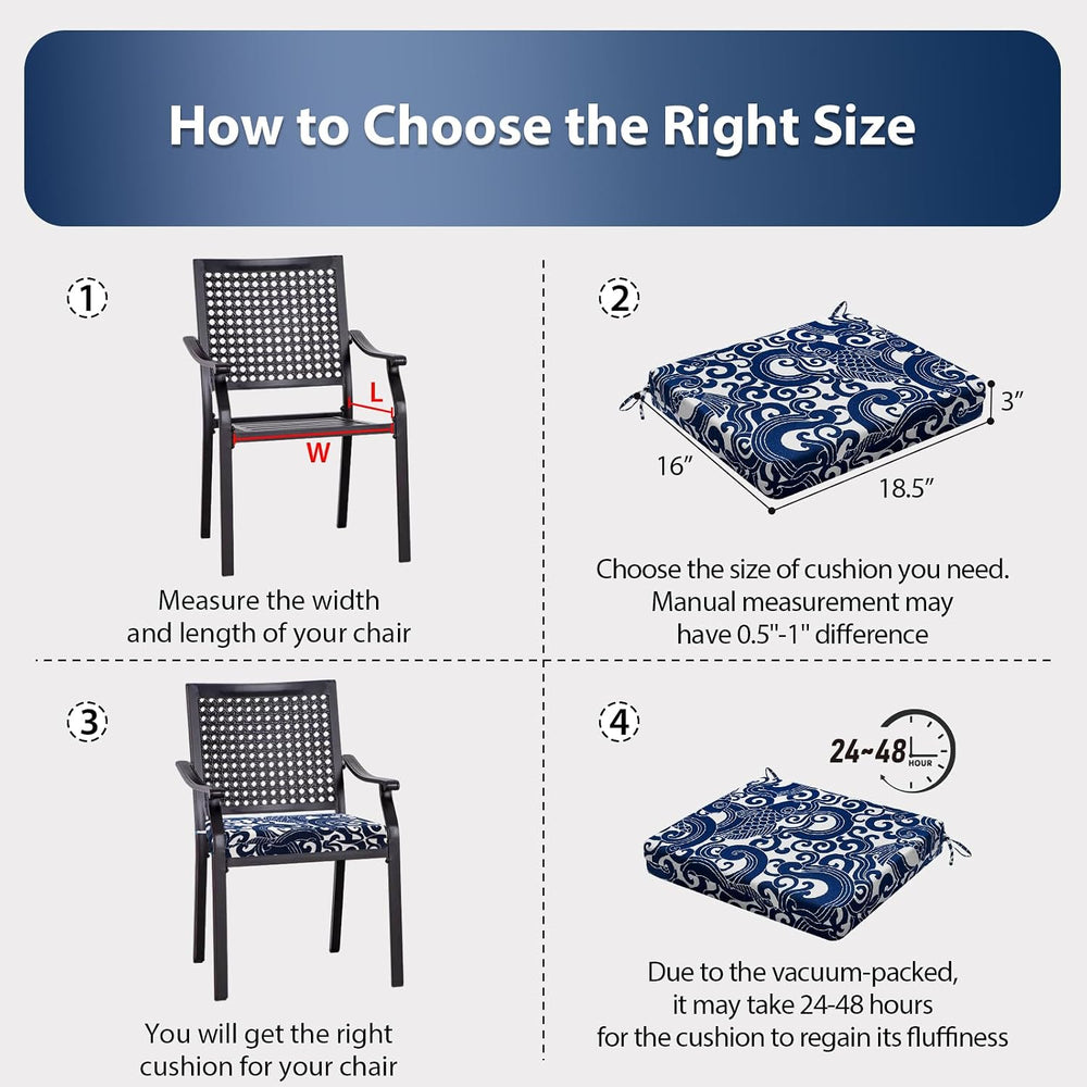 Outdoor Chair Cushions Set of 4, 18.5 x 16 Inch Patio Chair Cushions for Outd...