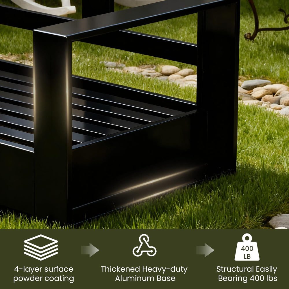 LayinSun 4 Piece Oversized Aluminum Outdoor Furniture Set with Fire Pit