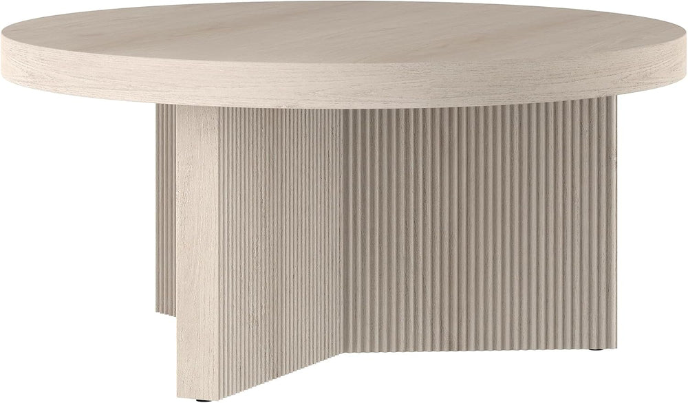 Henn&Hart 32" Scandinavian Fluted Coffee Table, Beech White
