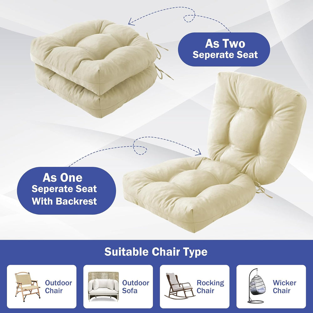IPYNBAP Outdoor Chair Cushions Set of 4, Patio Chair Cushions with Ties, 19x1...