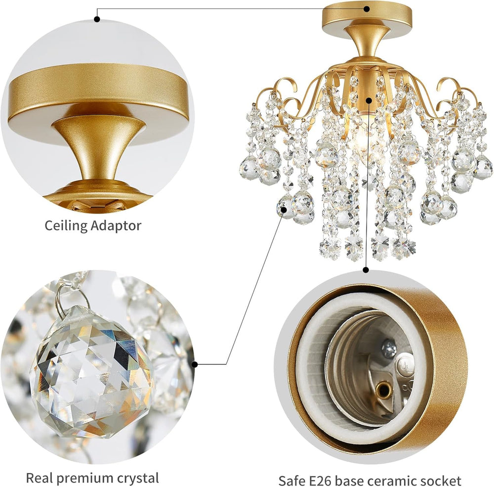 WUZUPS Crystal Chandelier Flushmount Ceiling Light Modern Lighting Fixture fo...