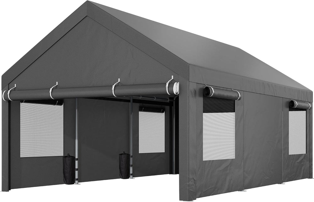 Shintenchi 12x20 FT Heavy-Duty Design Carport,Portable Garage Canopy,Carport ...