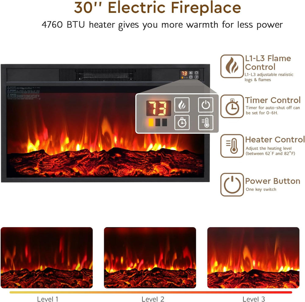 LGHM 104" LED Fireplace TV Stand with Outlet, 3 in 1 Electric Fireplace ...