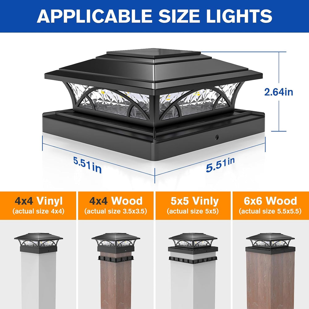 APONUO Solar Post Cap Lights 16 Pack - 4x4 5x5 6x6 Fence Post Lights, Auto On...