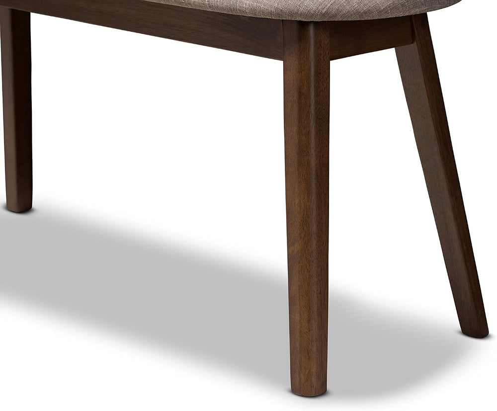 Baxton Studio Easton Mid-Century Modern Light Grey Fabric Upholstered Walnut ...