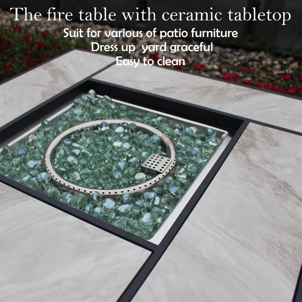 OutVue 30 Inch Propane Fire Pit Table with Real Ceramic Tabletop