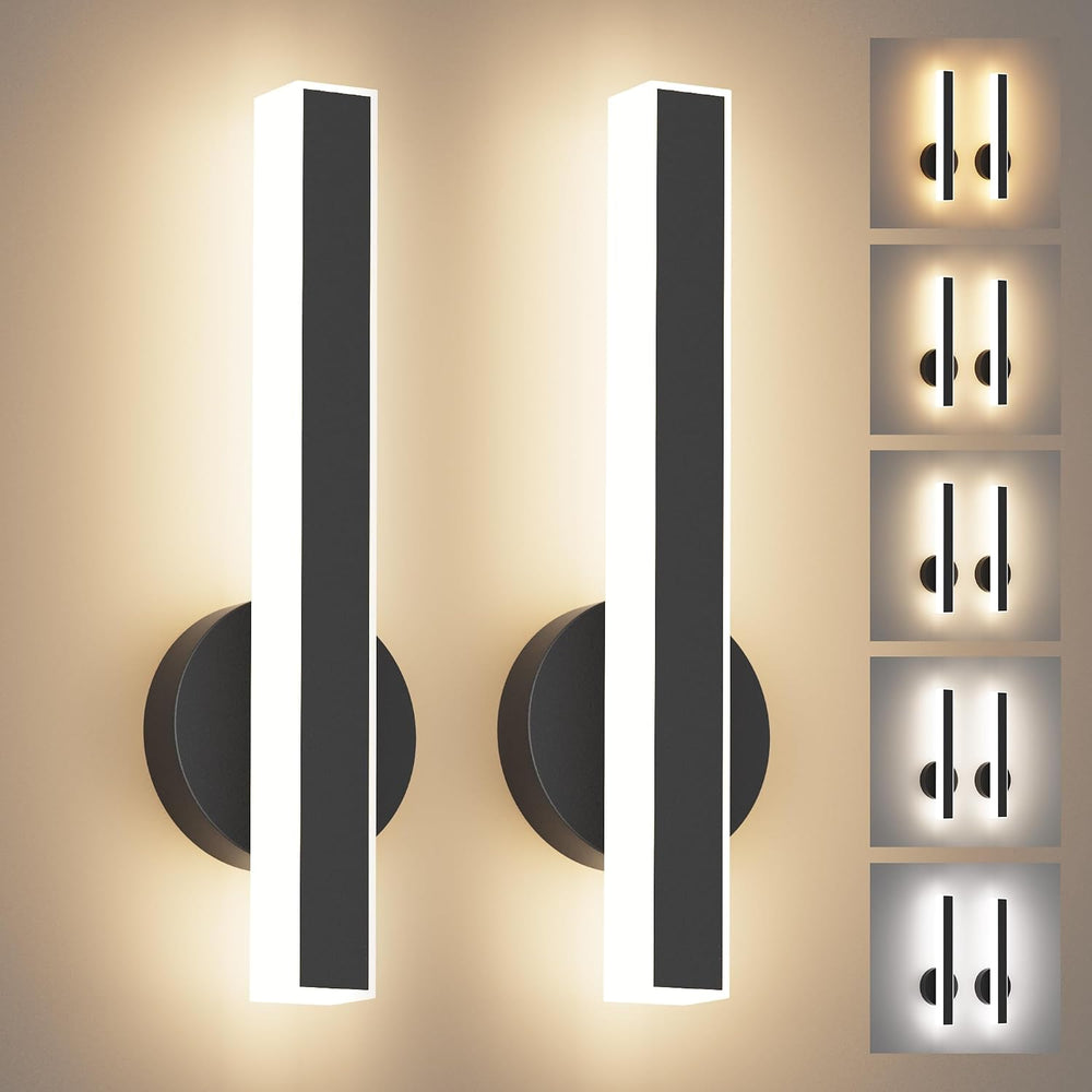 Aipsun Black Wall Sconce Hardwired Modern LED 18W Wall Sconce Set of Two, 15....