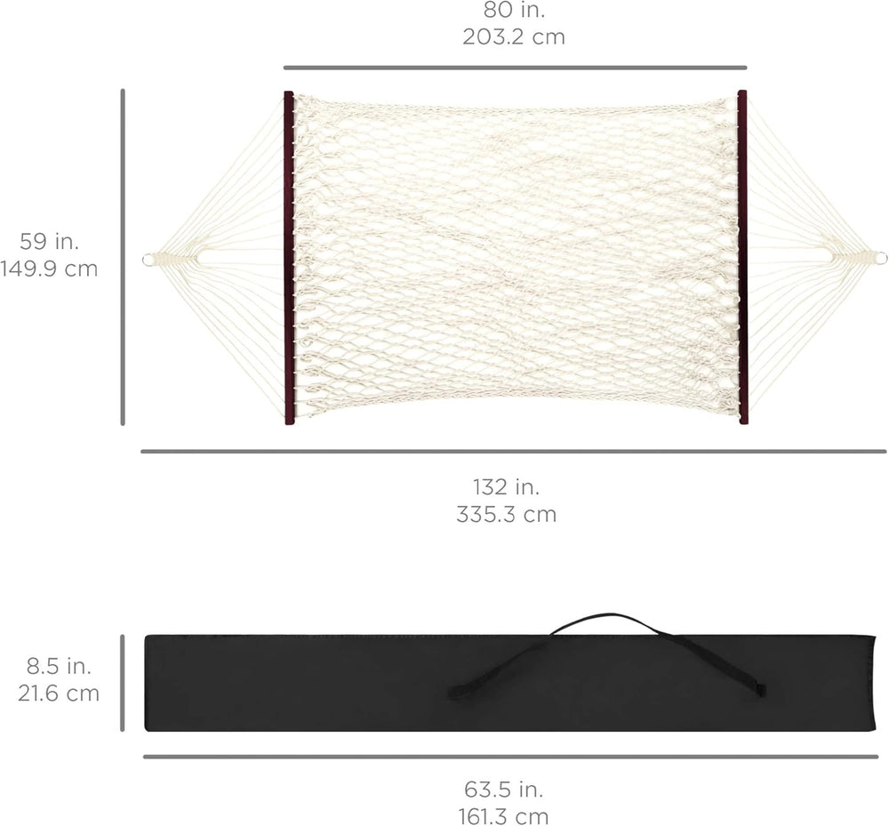 Best Choice Products 2-Person Double Hammock, Outdoor Woven Cotton Rope Hammo...