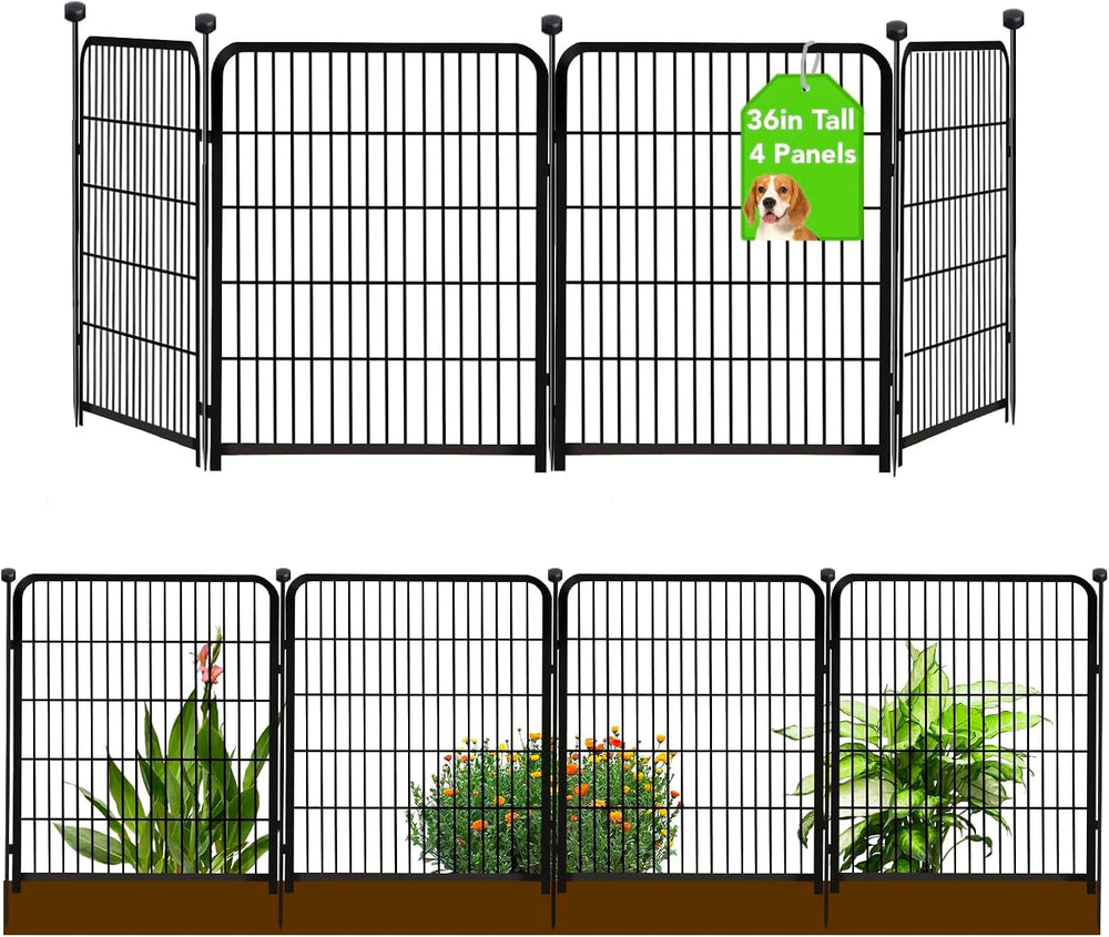 Getlay Garden Fencing 36 Inch High, 4 Panels Total 8.9 Ft(L) Dog Fence Outdoo...