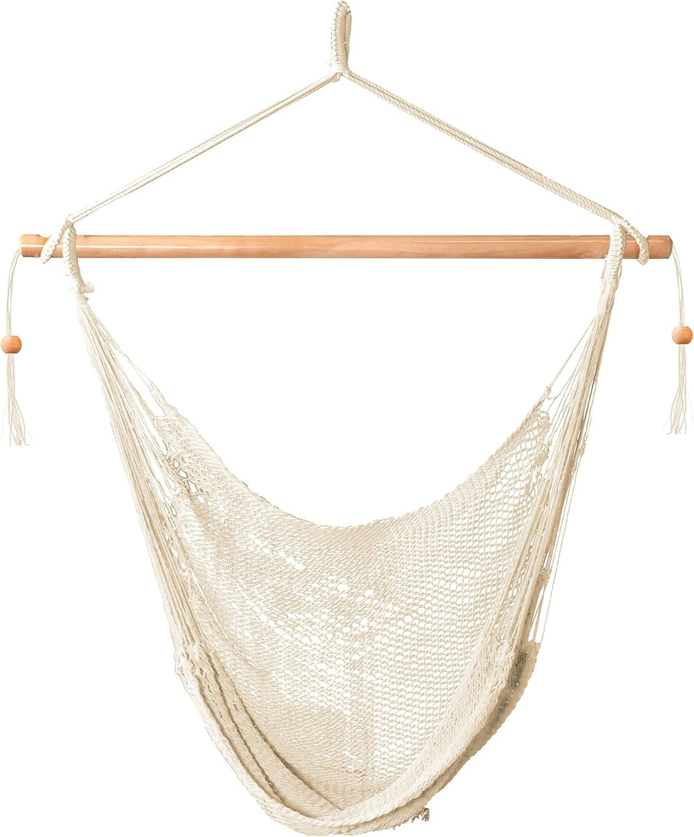 Bliss Hammocks Tahiti Rope Hammock Chair with Spreader Bar, Natural, 265 Lb