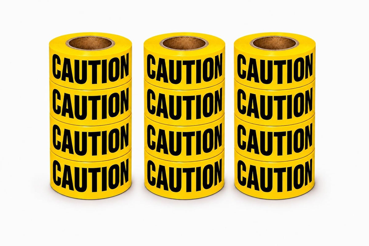ATERET Premium Yellow Caution Tape 12-Pack 3 inch x 1000 feet, Hazard Safety Tape, Construction Tape for Danger/Hazardous Area, Ideal Use for Halloween Decorations, Party, Work-Site
