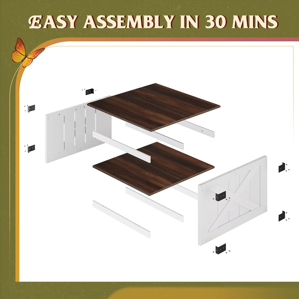 WLIVE Coffee Table, Farmhouse Coffee Table with Open Storage, 31.5" Wood...